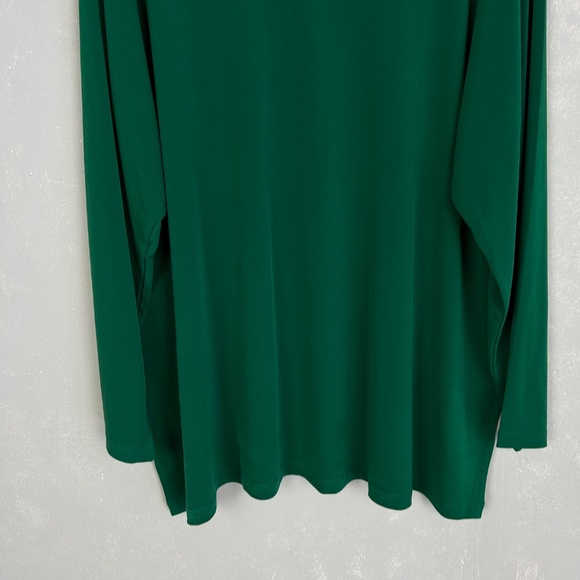 Susan Graver Modern Essentials plus size 3X long sleeve top green liquid knit - Picture 3 of 10